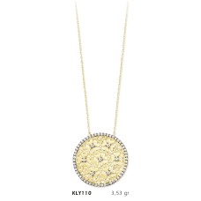 14 Ayar Altın Kalp Daire Kolye KLY110