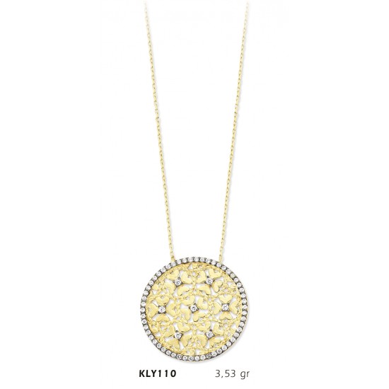 14 Ayar Altın Kalp Daire Kolye KLY110