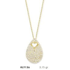 14 Ayar Altın Kalp Damla Kolye KLY136