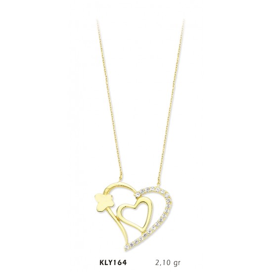 14 Ayar Altın Kalp Kolye KLY164