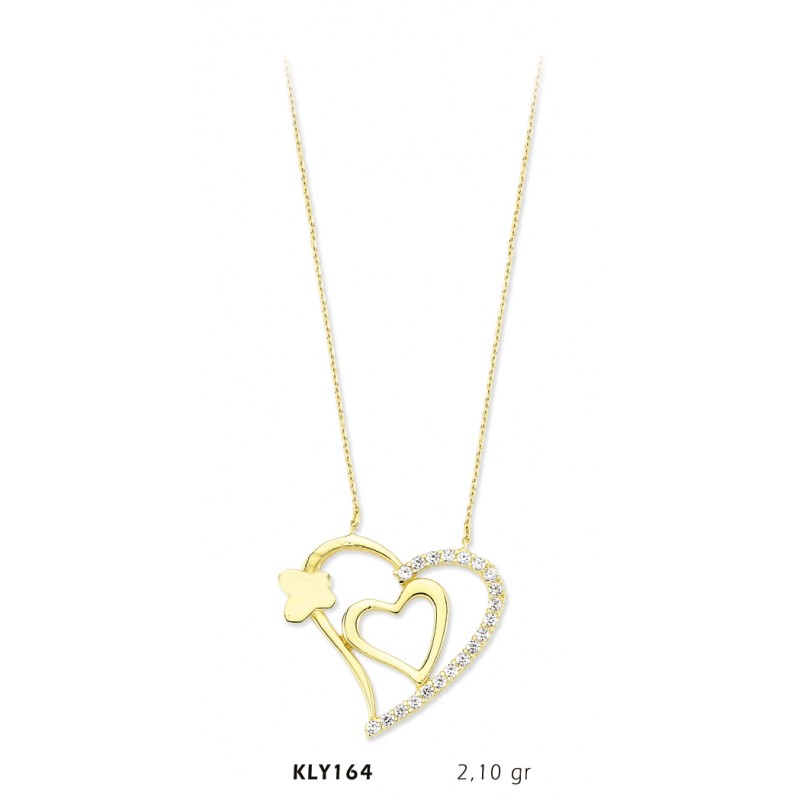 14 Ayar Altın Kalp Kolye KLY164 14 Ayar Altın Kalp Kolye KLY164