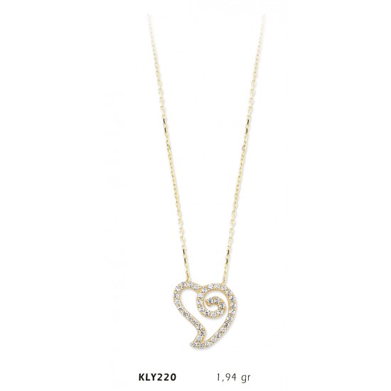 14 Ayar Altın Kalp Kolye KLY220