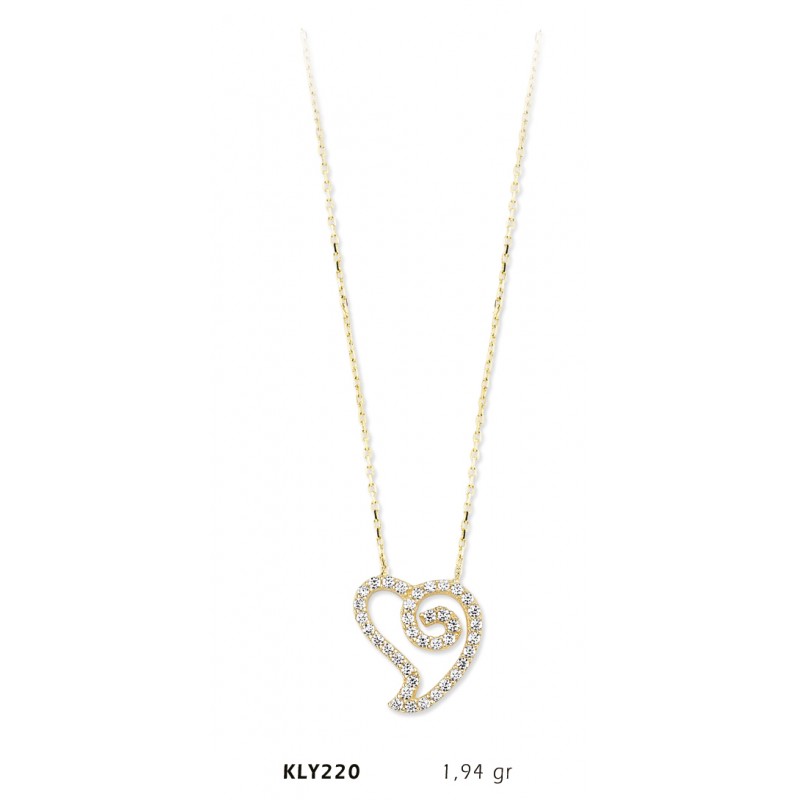 14 Ayar Altın Kalp Kolye KLY220 14 Ayar Altın Kalp Kolye KLY220