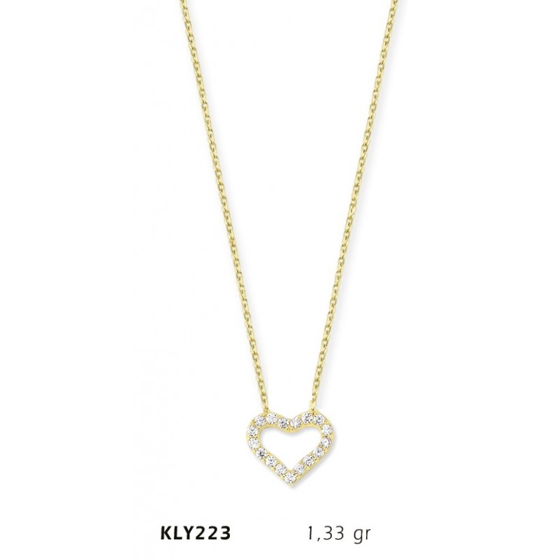 14 Ayar Altın Kalp Kolye KLY223 14 Ayar Altın Kalp Kolye KLY223