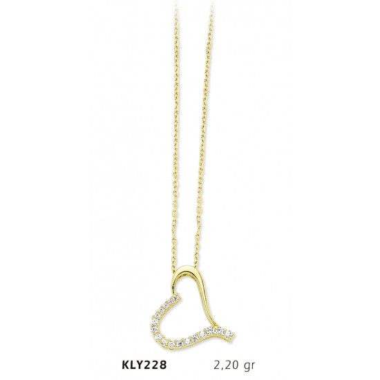 14 Ayar Altın Kalp Kolye KLY228