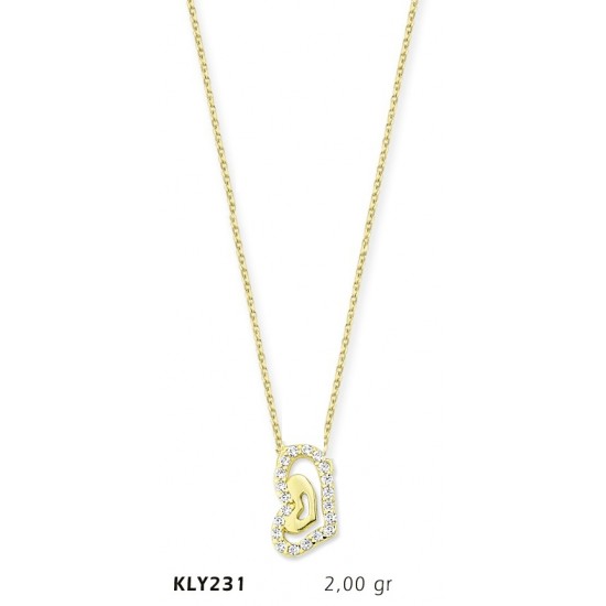 14 Ayar Altın Kalp Kolye KLY231