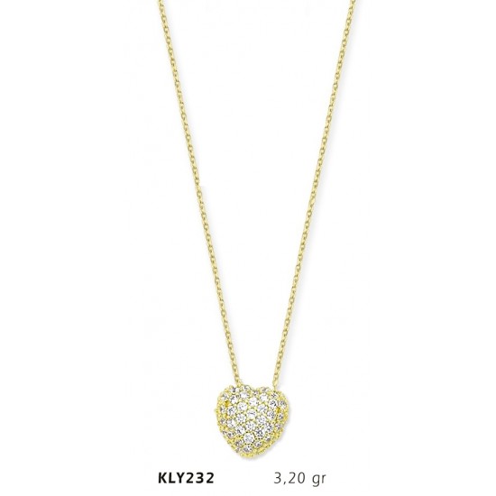 14 Ayar Altın Kalp Kolye KLY232