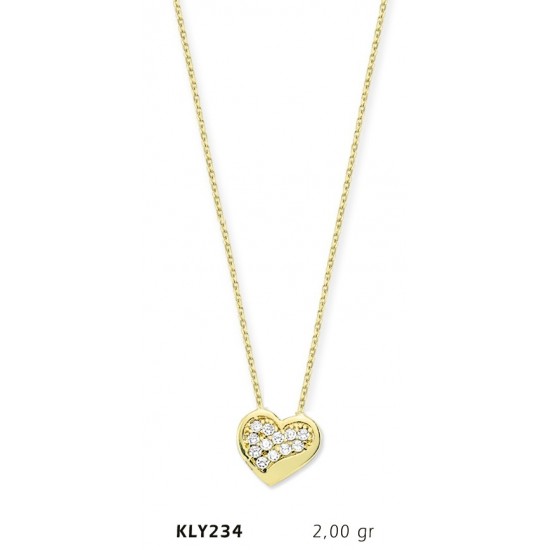 14 Ayar Altın Kalp Kolye KLY234