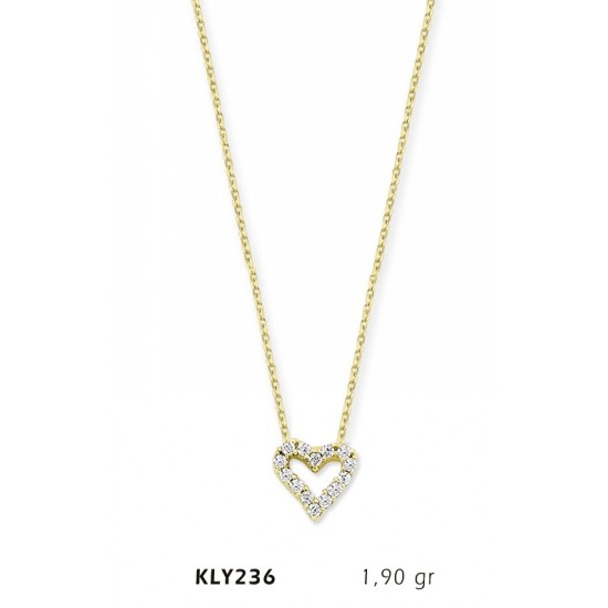 14 Ayar Altın Kalp Kolye KLY236