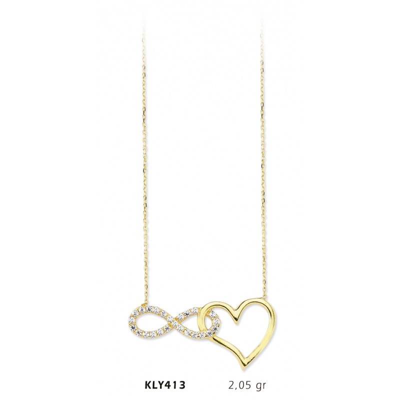 14 Ayar Altın Kalp Sonsuzluk Kolye KLY413 14 Ayar Altın Kalp Sonsuzluk Kolye KLY413