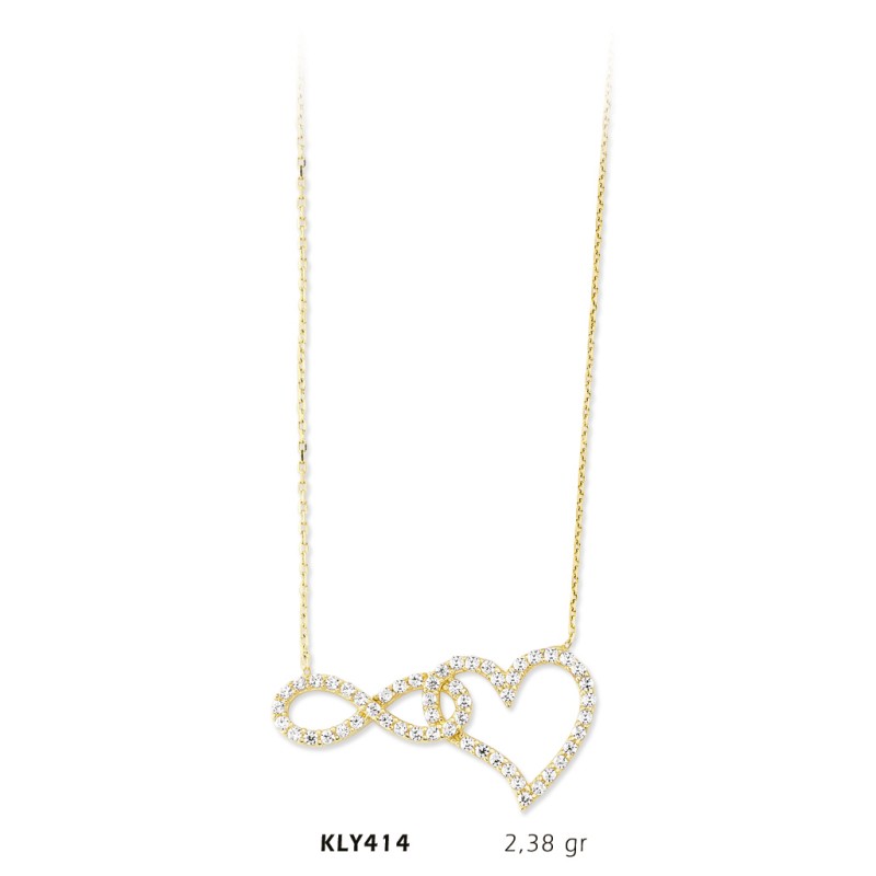 14 Ayar Altın Kalp Sonsuzluk Kolye KLY414 14 Ayar Altın Kalp Sonsuzluk Kolye KLY414