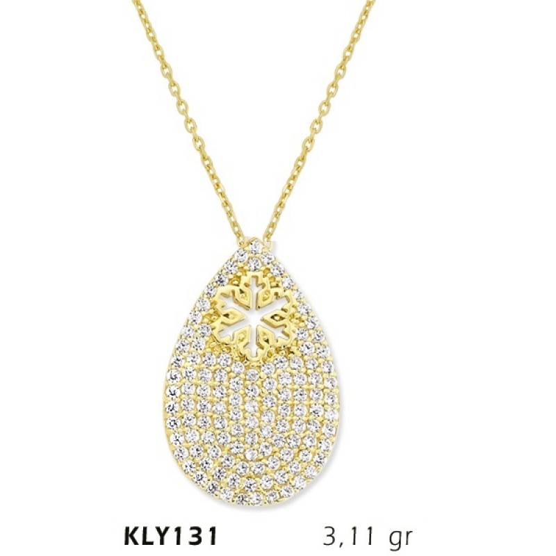 14 Ayar Altın Kar Tanesi Damla Kolye KLY131