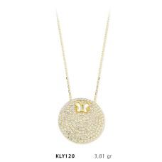 14 Ayar Altın Kelebek Daire Kolye KLY120