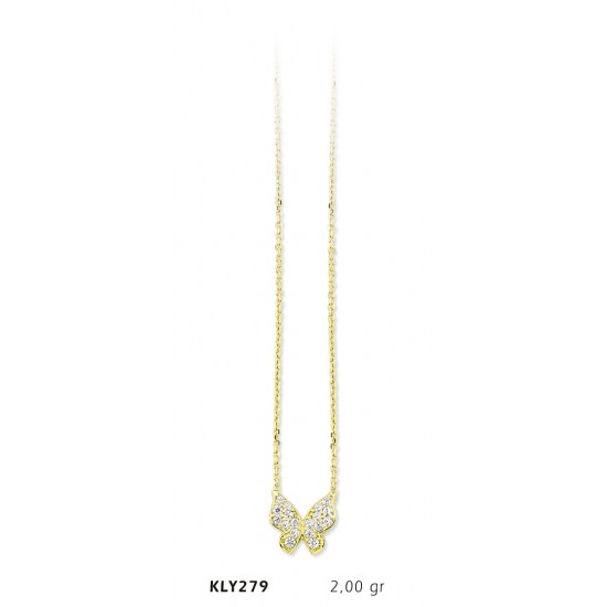 14 Ayar Altın Kelebek Kolye KLY279