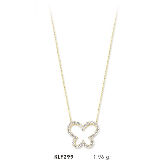 14 Ayar Altın Kelebek Kolye KLY299