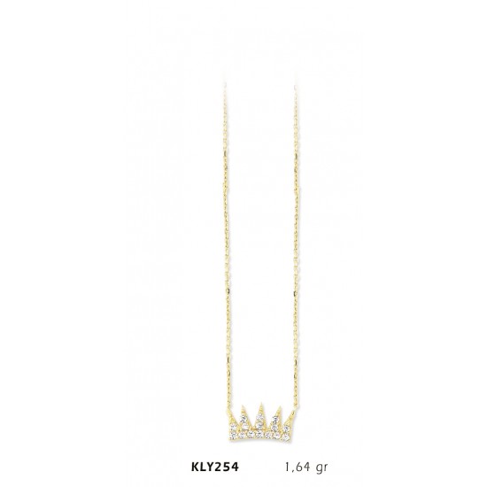 14 Ayar Altın Kral Tacı Kolye KLY254
