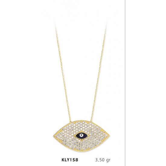 14 Ayar Altın Nazar Boncuğu Kolye KLY158