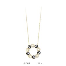 14 Ayar Altın Nazar Boncuğu Kolye KLY315