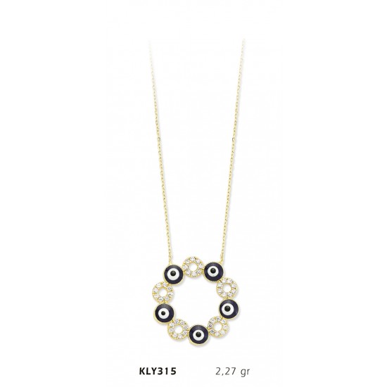 14 Ayar Altın Nazar Boncuğu Kolye KLY315