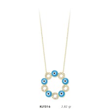 14 Ayar Altın Nazar Boncuğu Kolye KLY316