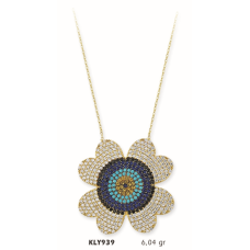 14 Ayar Altın Nazar Boncuğu Kolye KLY939