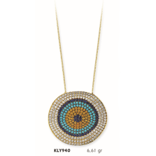 14 Ayar Altın Nazar Boncuğu Kolye KLY940