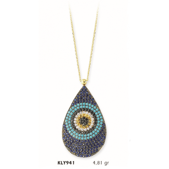 14 Ayar Altın Nazar Boncuğu Kolye KLY941