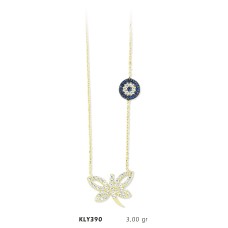 14 Ayar Altın Nazar Boncuğu Yusufçuk Kolye KLY390