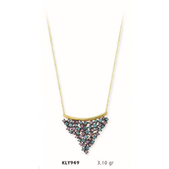 14 Ayar Altın Renkli Taşlı Kolye KLY949