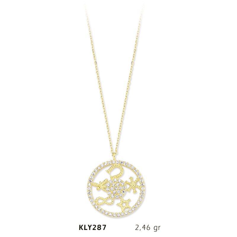 14 Ayar Altın Şans Kolyesi KLY287 14 Ayar Altın Şans Kolyesi KLY287