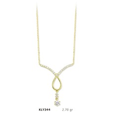 14 Ayar Altın Sarkıt Tektaş Kolye KLY344