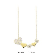 14 Ayar Altın Sıra Kalp Kolye KLY404