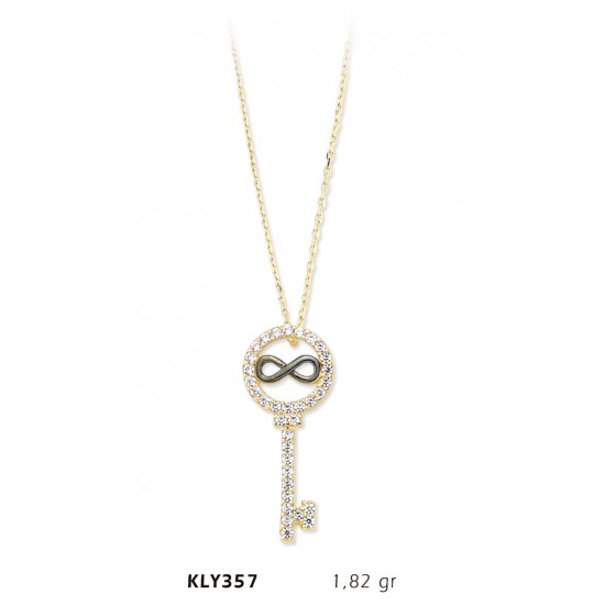 14 Ayar Altın Sonsuzluk Anahtar Kolye KLY357