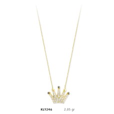14 Ayar Altın Kral Tacı Kolye KLY246