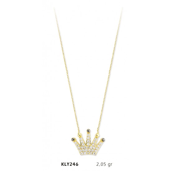 14 Ayar Altın Kral Tacı Kolye KLY246