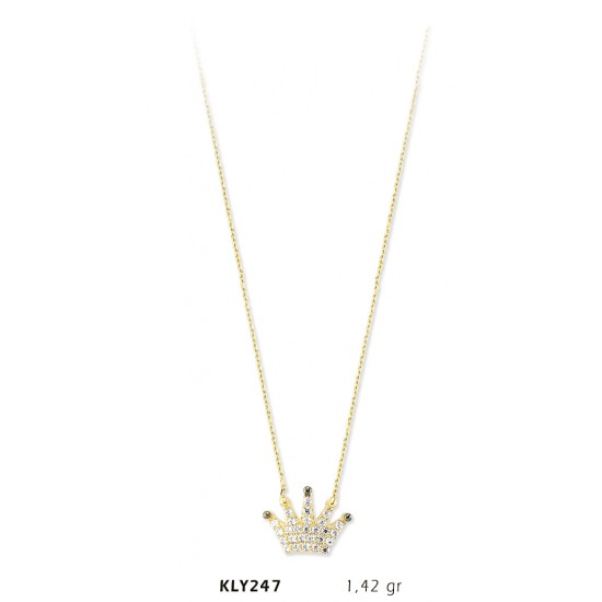 14 Ayar Altın Kral Tacı Kolye KLY247