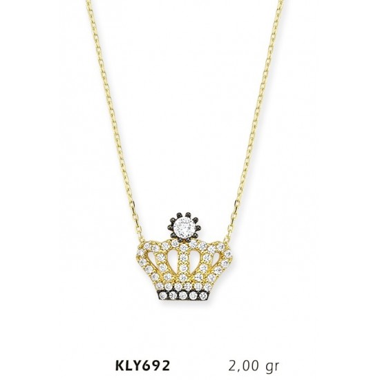 14 Ayar Altın Kral Tacı Kolye KLY692
