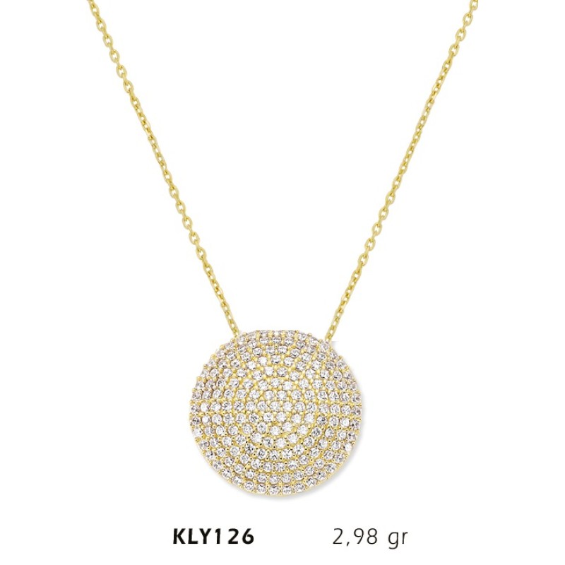 14 Ayar Altın Taşlı Daire Kolye KLY126 14 Ayar Altın Taşlı Daire Kolye KLY126