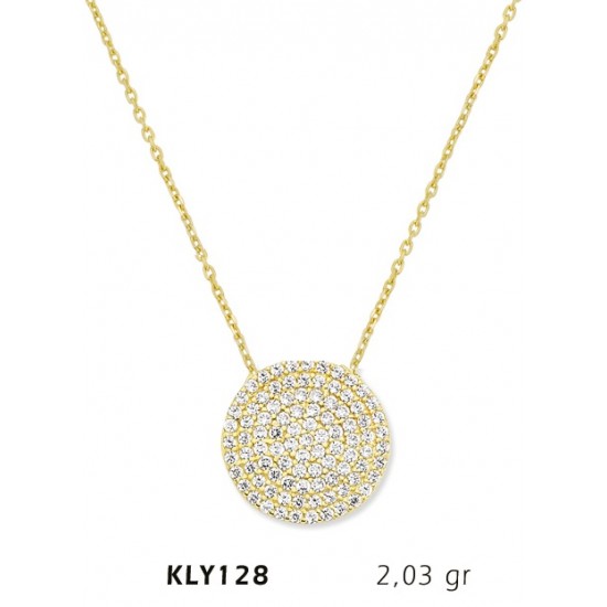 14 Ayar Altın Taşlı Daire Kolye KLY128 14 Ayar Altın Taşlı Daire Kolye KLY128