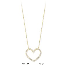 14 Ayar Altın Taşlı Kalp Kolye KLY166