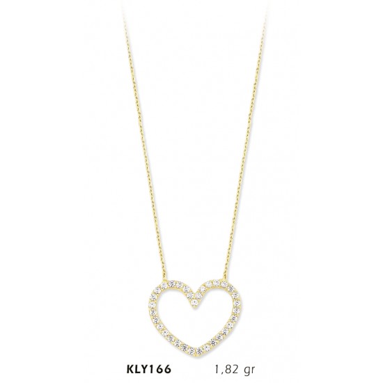14 Ayar Altın Taşlı Kalp Kolye KLY166