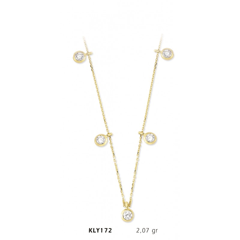 14 Ayar Altın Taşlı Şans Kolye KLY172