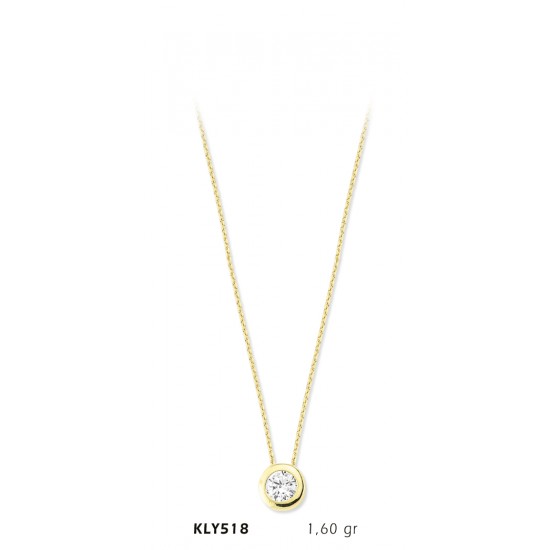14 Ayar Altın Tektaş Kolye KLY518