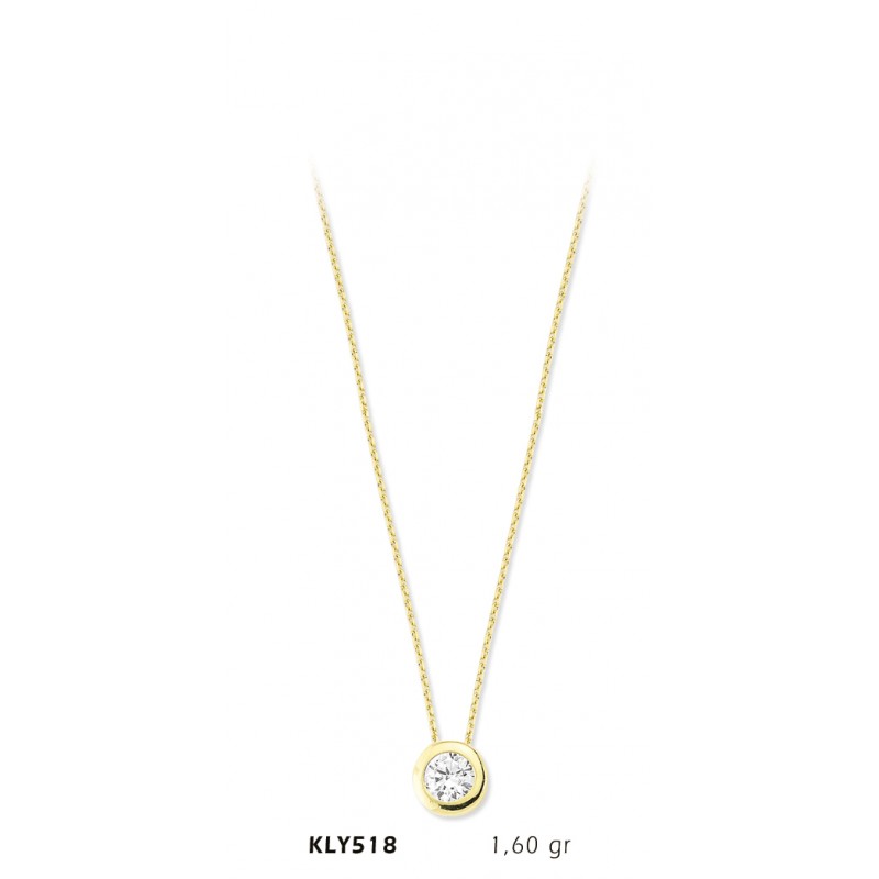 14 Ayar Altın Tektaş Kolye KLY518