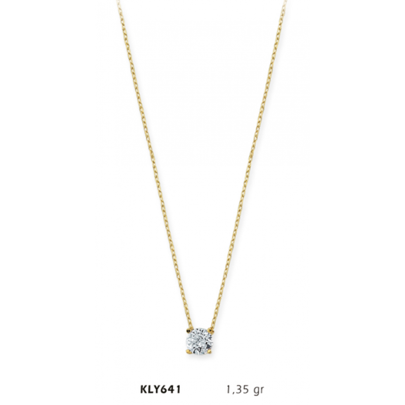 14 Ayar Altın Tektaş Kolye KLY641