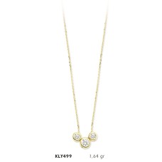 14 Ayar Altın Üç Tektaş Kolye KLY499