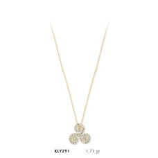 14 Ayar Altın Üçlü Daire Kolye KLY291