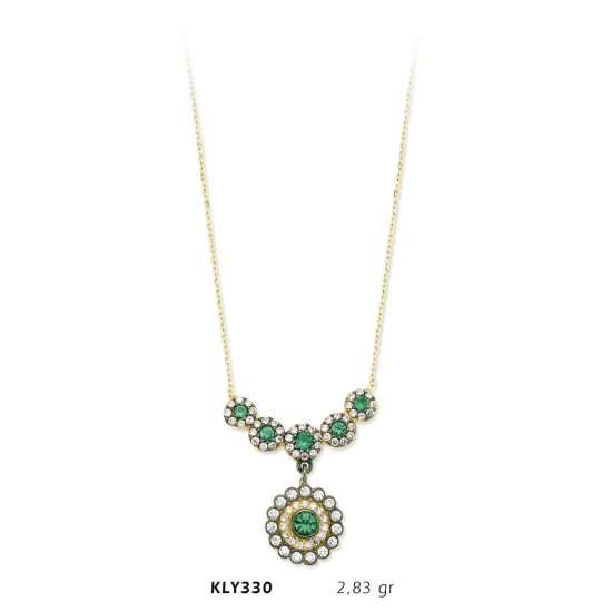 14 Ayar Altın Yeşil Taşlı Kolye KLY330 14 Ayar Altın Yeşil Taşlı Kolye KLY330