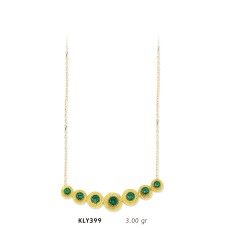 14 Ayar Altın Yeşil Taşlı Kolye KLY399