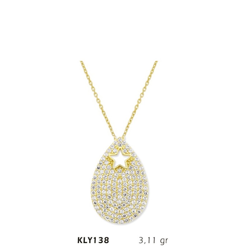 14 Ayar Altın Yıldız Damla Kolye KLY138 14 Ayar Altın Yıldız Damla Kolye KLY138